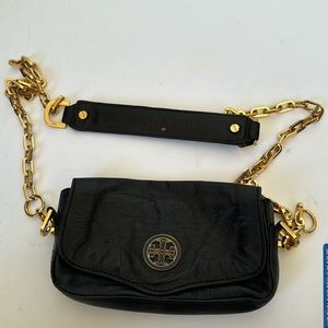 Tory Burch Black and Gold Crossbody Bag with Chain